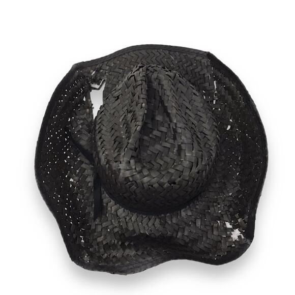 Brixton Houston Straw Cowboy Hat S/M Womens Black Full Brim Fedora NWD - Picture 5 of 8